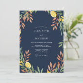 Invitation Mariage Citron Eucalyptus Citron Navy (Debout devant)