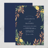 Invitation Mariage Citron Eucalyptus Citron Navy (Devant / Derrière)