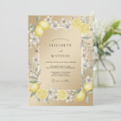 Invitation Mariage Citron Eucalyptus Citrus Champagne (Debout devant)