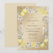 Invitation Mariage Citron Eucalyptus Citrus Champagne (Devant / Derrière)