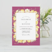Invitation Mariage Citron Eucalyptus Citrus Magenta (Debout devant)