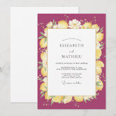Invitation Mariage Citron Eucalyptus Citrus Magenta (Devant / Derrière)