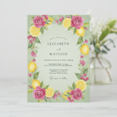 Invitation Mariage Citron Eucalyptus Citrus Rose (Debout devant)