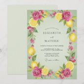 Invitation Mariage Citron Eucalyptus Citrus Rose (Devant / Derrière)