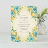Invitation Mariage Citron Eucalyptus Citrus Turquoise (Debout devant)