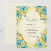 Invitation Mariage Citron Eucalyptus Citrus Turquoise (Devant / Derrière)