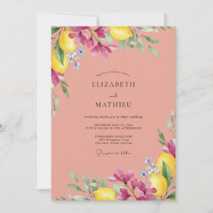 Invitation Mariage Citron Eucalyptus Doux Magenta