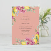 Invitation Mariage Citron Eucalyptus Doux Magenta (Debout devant)
