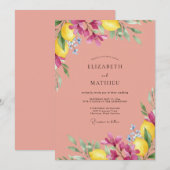 Invitation Mariage Citron Eucalyptus Doux Magenta (Devant / Derrière)