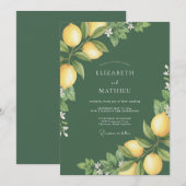Invitation Mariage Citron Eucalyptus Jaune Olive (Devant / Derrière)