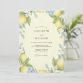 Invitation Mariage Citron Eucalyptus Jaune Pâle (Debout devant)