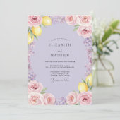 Invitation Mariage Citron Eucalyptus Lilas Clair (Debout devant)