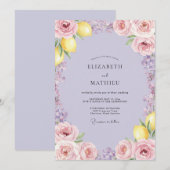 Invitation Mariage Citron Eucalyptus Lilas Clair (Devant / Derrière)