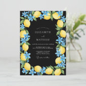 Invitation Mariage Citron Eucalyptus Noir Jaune (Debout devant)
