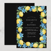 Invitation Mariage Citron Eucalyptus Noir Jaune (Devant / Derrière)
