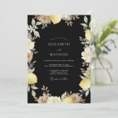 Invitation Mariage Citron Eucalyptus Noir Jaune (Debout devant)