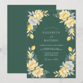 Invitation Mariage Citron Eucalyptus Or Moutarde (Devant / Derrière)