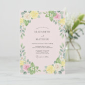 Invitation Mariage Citron Eucalyptus Rose Tendre (Debout devant)