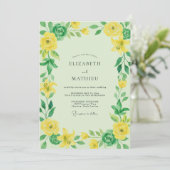 Invitation Mariage Citron Feuillage Eucalyptus (Debout devant)