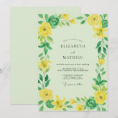 Invitation Mariage Citron Feuillage Eucalyptus (Devant / Derrière)