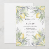 Invitation Mariage Citron Feuille d'Argent (Devant / Derrière)