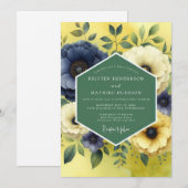 Invitation Mariage Citron Indigo Bloom (Devant / Derrière)
