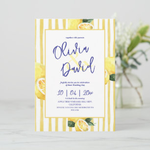 Invitation Mariage Citron Italie Jaune Rayure Wedding
