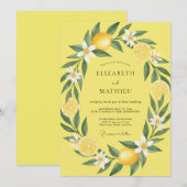 Invitation Mariage Citron Jaune Eucalyptus Citrus (Devant / Derrière)