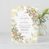 Invitation Mariage Citron Jaune Eucalyptus Gris (Debout devant)