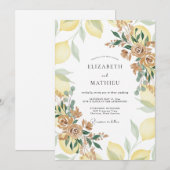 Invitation Mariage Citron Jaune Eucalyptus Gris (Devant / Derrière)