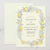 Invitation Mariage Citron Jaune Eucalyptus Muted (Devant / Derrière)
