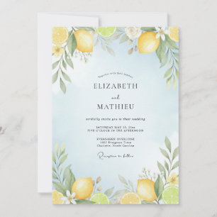 Invitation Mariage Citron Jaune Eucalyptus Poussiéreux