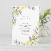 Invitation Mariage Citron Jaune Gris Zesty (Debout devant)