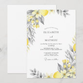 Invitation Mariage Citron Jaune Gris Zesty (Devant / Derrière)