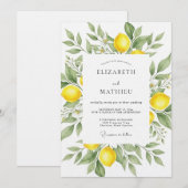 Invitation Mariage Citron Jaune Verdoyant (Devant / Derrière)
