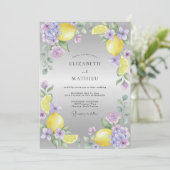 Invitation Mariage Citron Lilas Eucalyptus (Debout devant)