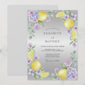 Invitation Mariage Citron Lilas Eucalyptus (Devant / Derrière)
