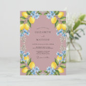 Invitation Mariage Citron Mauve Eucalyptus (Debout devant)