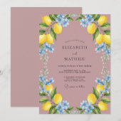 Invitation Mariage Citron Mauve Eucalyptus (Devant / Derrière)