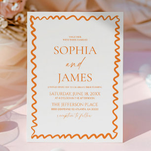 Invitation Mariage Citron Ondeux Fantaisiste Orange