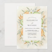 Invitation Mariage Citron Pâle Jaune Eucalyptus Doux (Devant / Derrière)