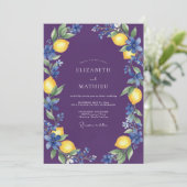 Invitation Mariage Citron Pourpre Eucalyptus (Debout devant)