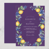 Invitation Mariage Citron Pourpre Eucalyptus (Devant / Derrière)