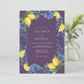 Invitation Mariage Citron Prune Eucalyptus (Debout devant)