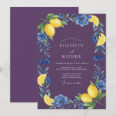 Invitation Mariage Citron Prune Eucalyptus (Devant / Derrière)