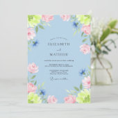 Invitation Mariage Citron Rose Péonie (Debout devant)