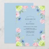 Invitation Mariage Citron Rose Péonie (Devant / Derrière)