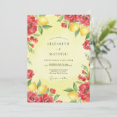Invitation Mariage Citron Rouge Eucalyptus (Debout devant)