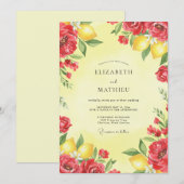 Invitation Mariage Citron Rouge Eucalyptus (Devant / Derrière)