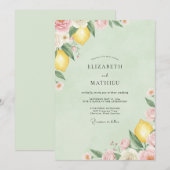 Invitation Mariage Citron Sage Eucalyptus (Devant / Derrière)
